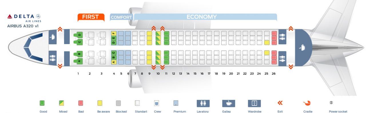 Airbus 320 схема посадочных мест