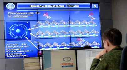 Монитор, демонстрирующий работу ГЛОНАСС для нужд российской армии