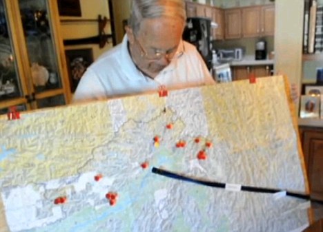 Search: Bob Willetts shows where the wreckage of his cousin