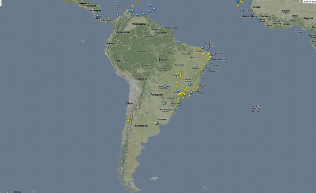 Coverage over Latin America is currently patchy because there aren