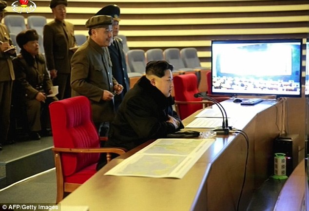 Kim Jong-un (watching the launch) put a satellite in space last week in what world powers regard as a disguised ballistic missile test