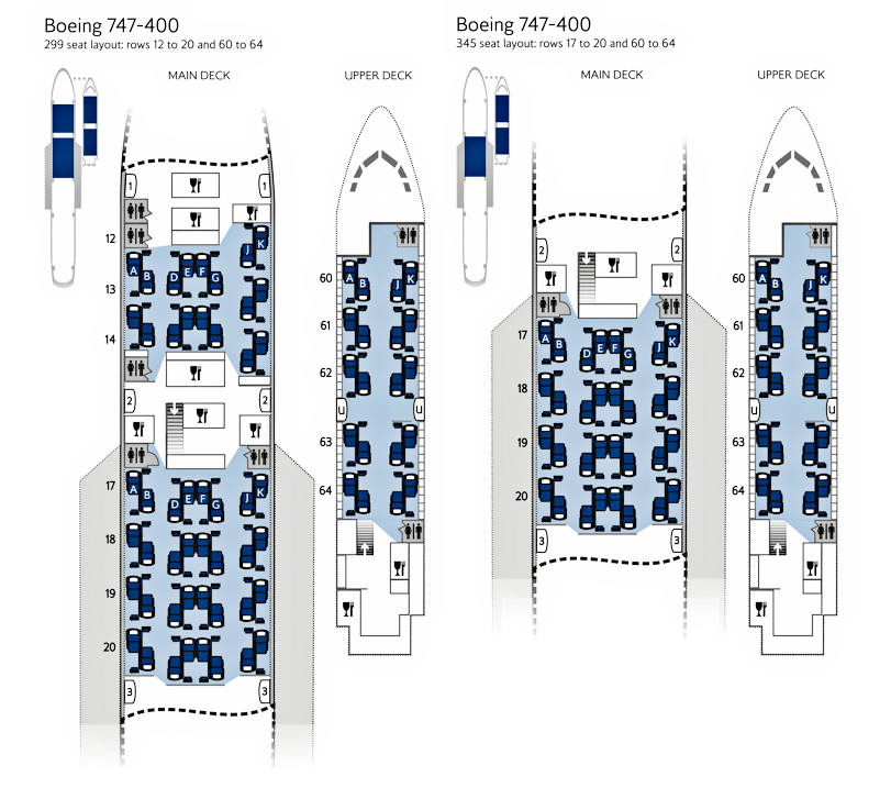 Боинг 747 схема кресел