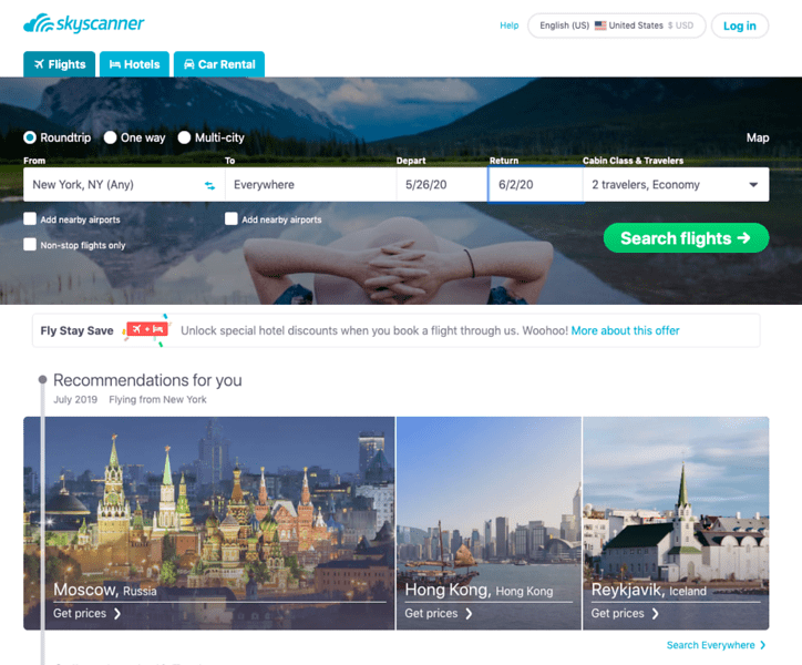 find cheapest flight anywhere - skyscanner lets you choose cheapest destination