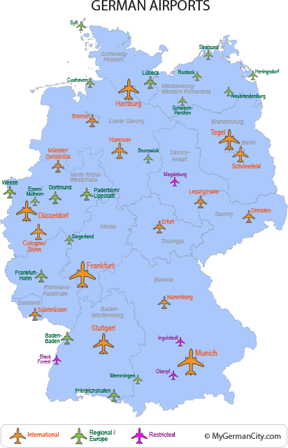 Map of all German Airports