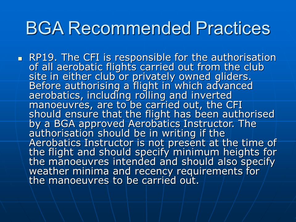 BGA Recommended Practices RP19.