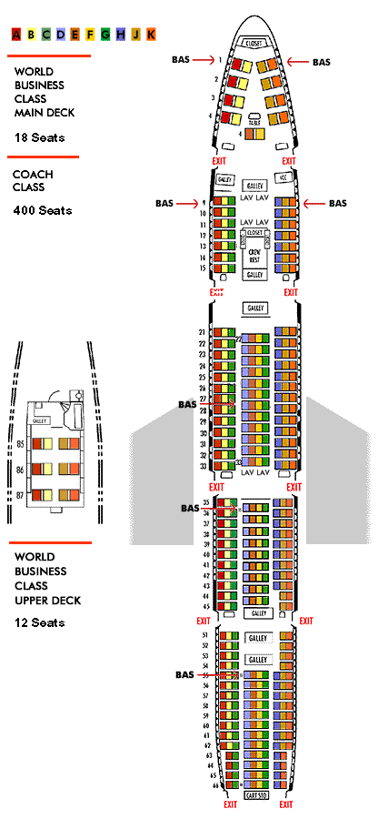 Боинг 747 400 схема посадочных мест