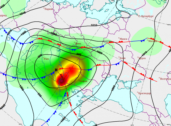 Антициклон в москве на карте