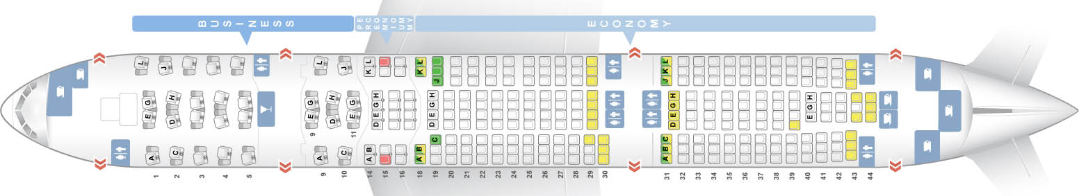 Boeing 777-200: нумерация мест в салоне, схема посадочных мест, лучшие места