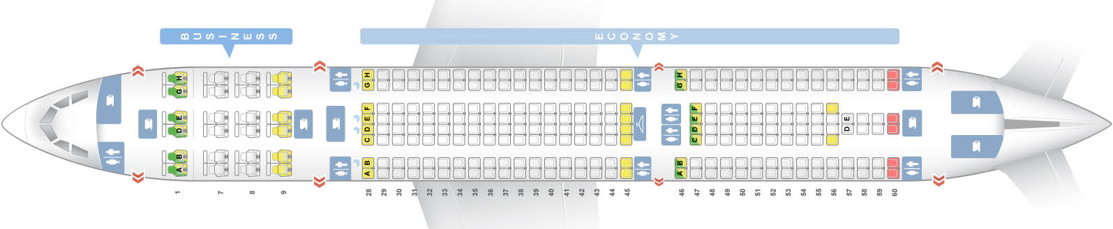 Самолет Аэробус A330: нумерация мест в салоне, схема посадочных мест, лучшие места