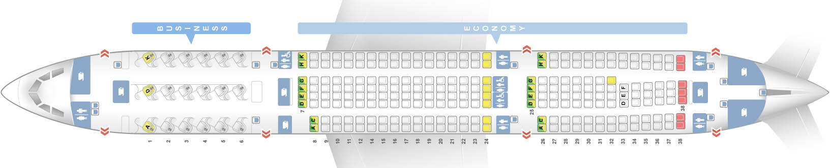 Самолет Аэробус A330: нумерация мест в салоне, схема посадочных мест, лучшие места