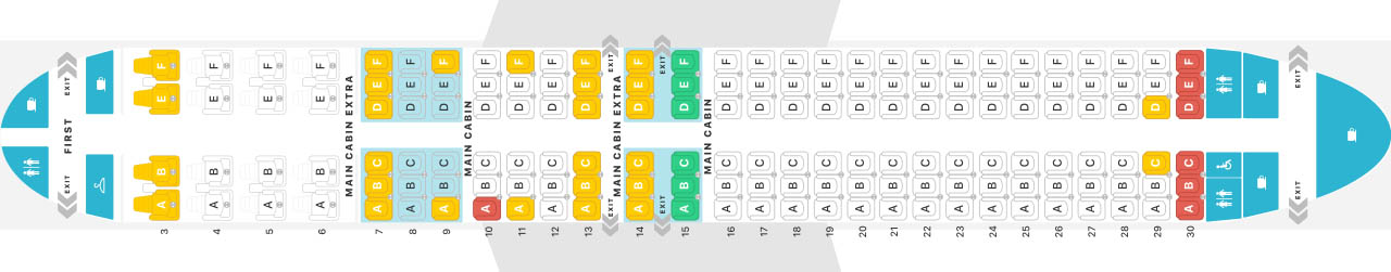 Самолет Боинг 737-800: нумерация мест в салоне, схема посадочных мест, лучшие места