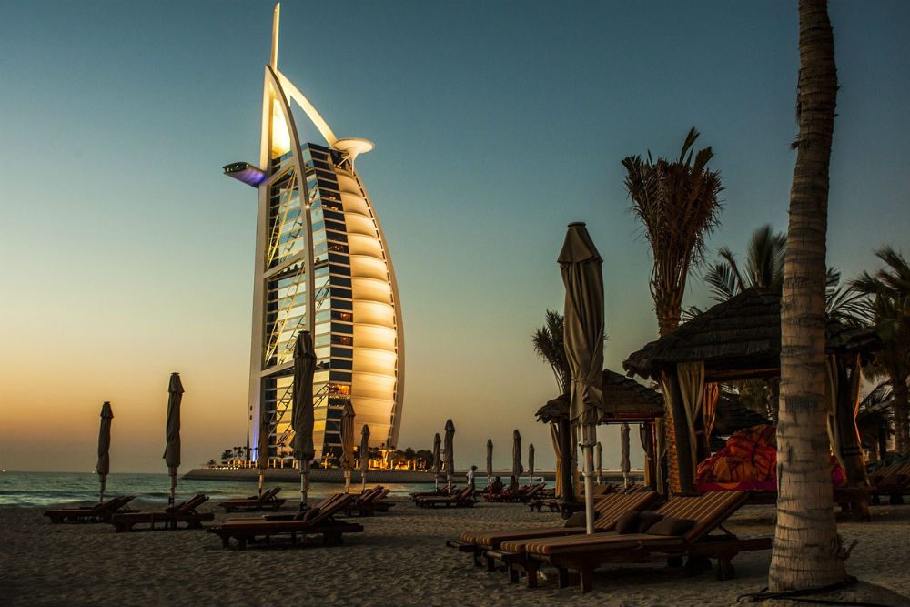 Burj Al Arab hotel and beach in Dubai