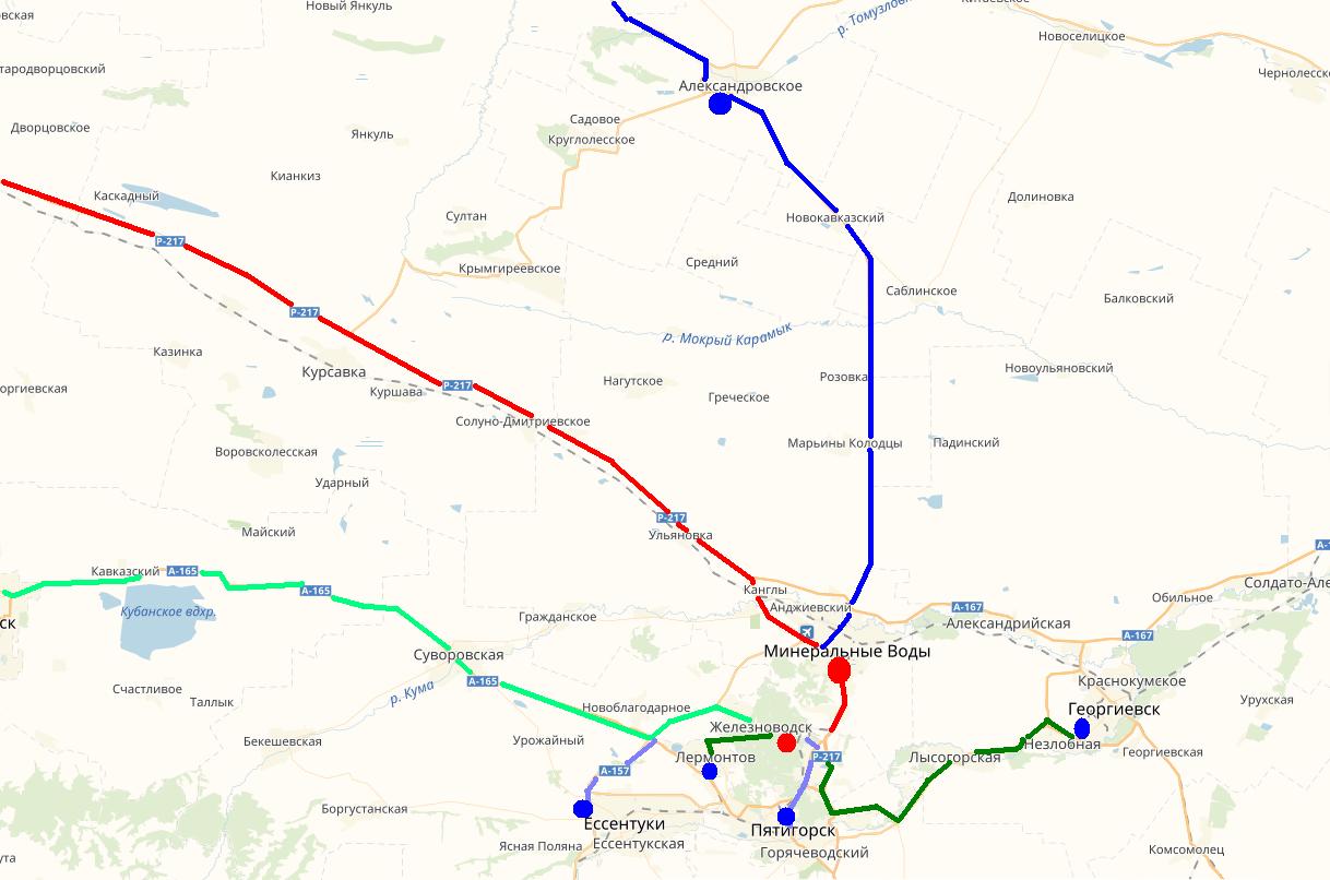 Жд минеральные воды карта